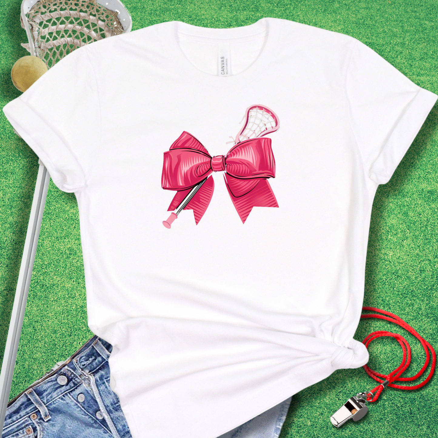 Pink Lacrosse Bow T-Shirt