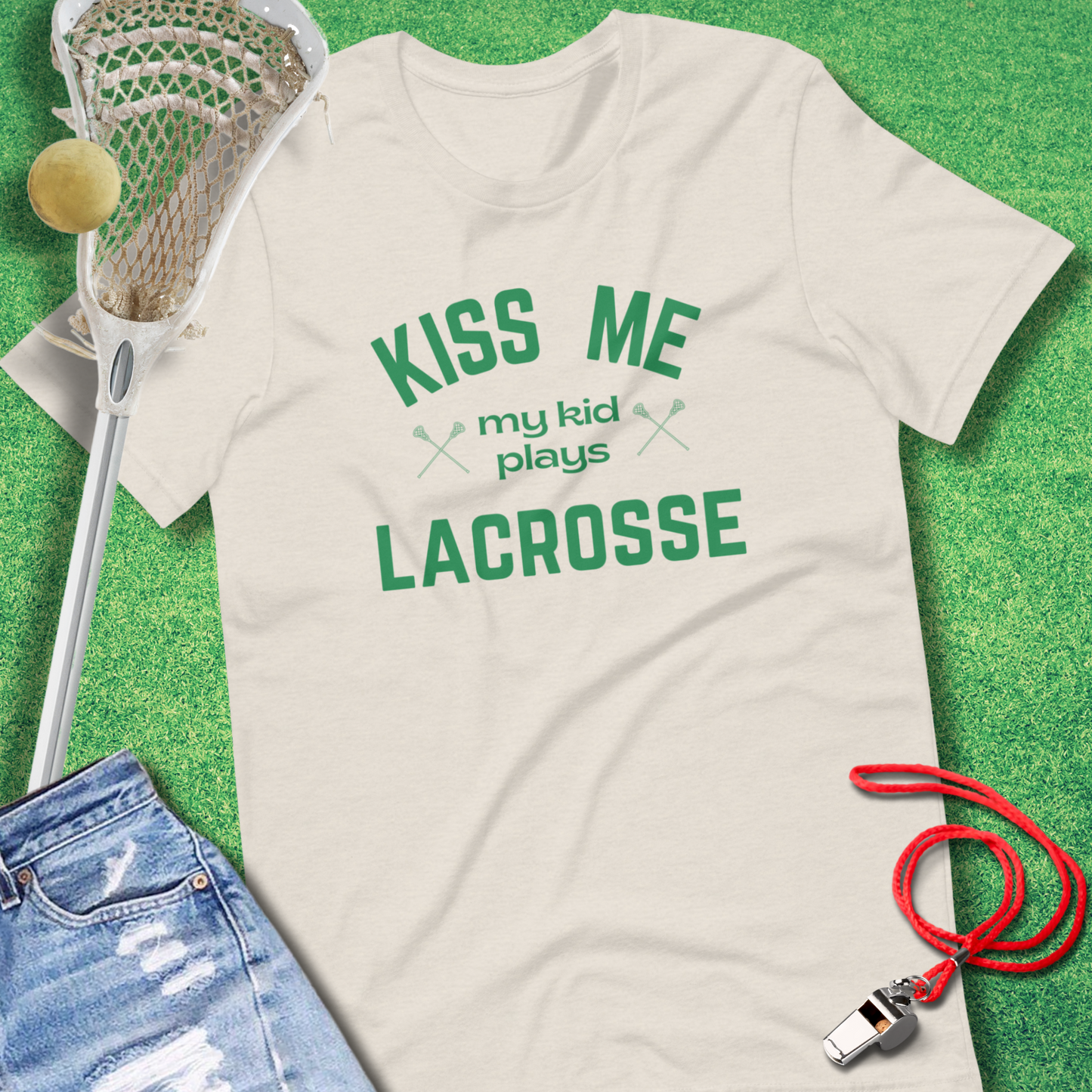 Kiss Me, My Kid Plays Lacrosse T-Shirt