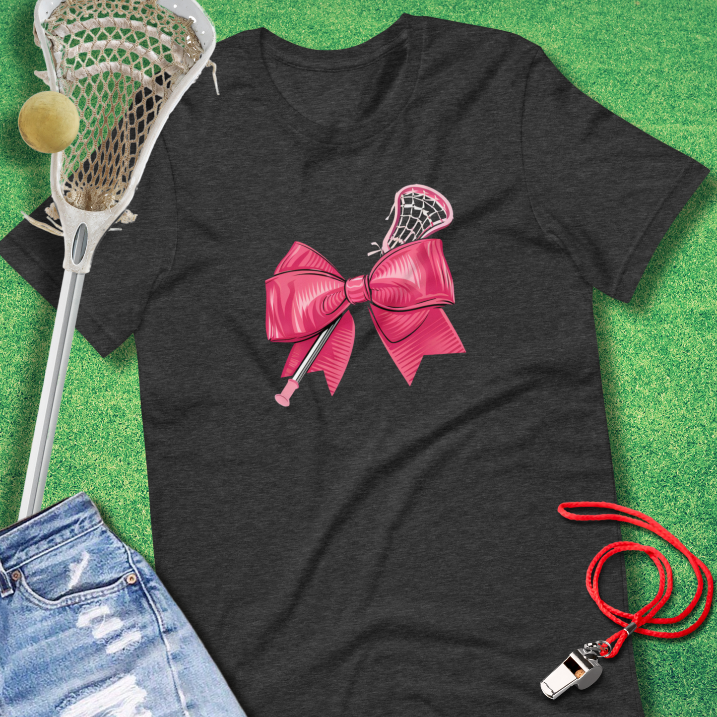 Pink Lacrosse Bow T-Shirt