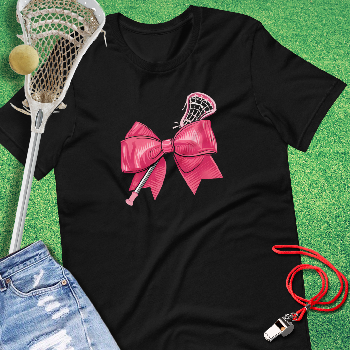 Pink Lacrosse Bow T-Shirt