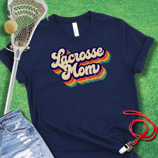 Lacrosse Mom Retro Rainbow T-Shirt