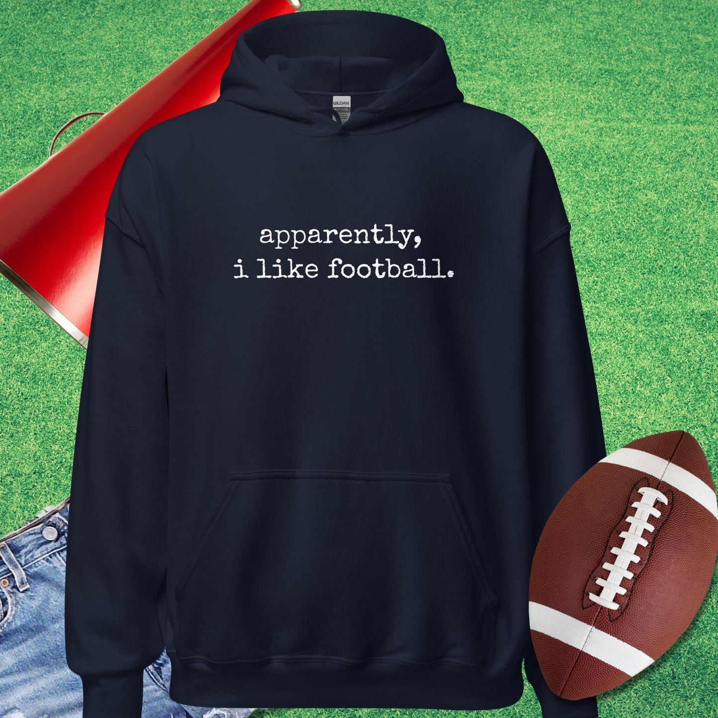Apparently, I Like Football Hoodie in Navy - Funny Football Gift by Sideline Gods