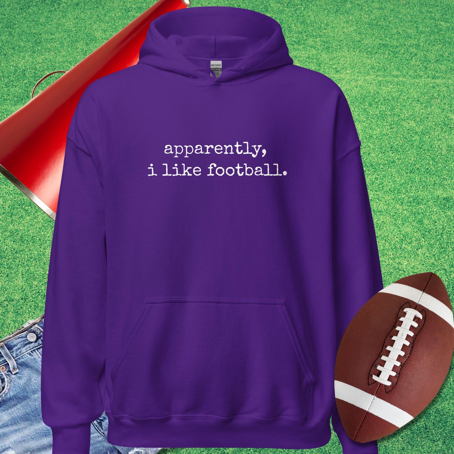 Apparently, I Like Football Hoodie in Purple - Sarcastic Football Hoodie by Sideline Gods