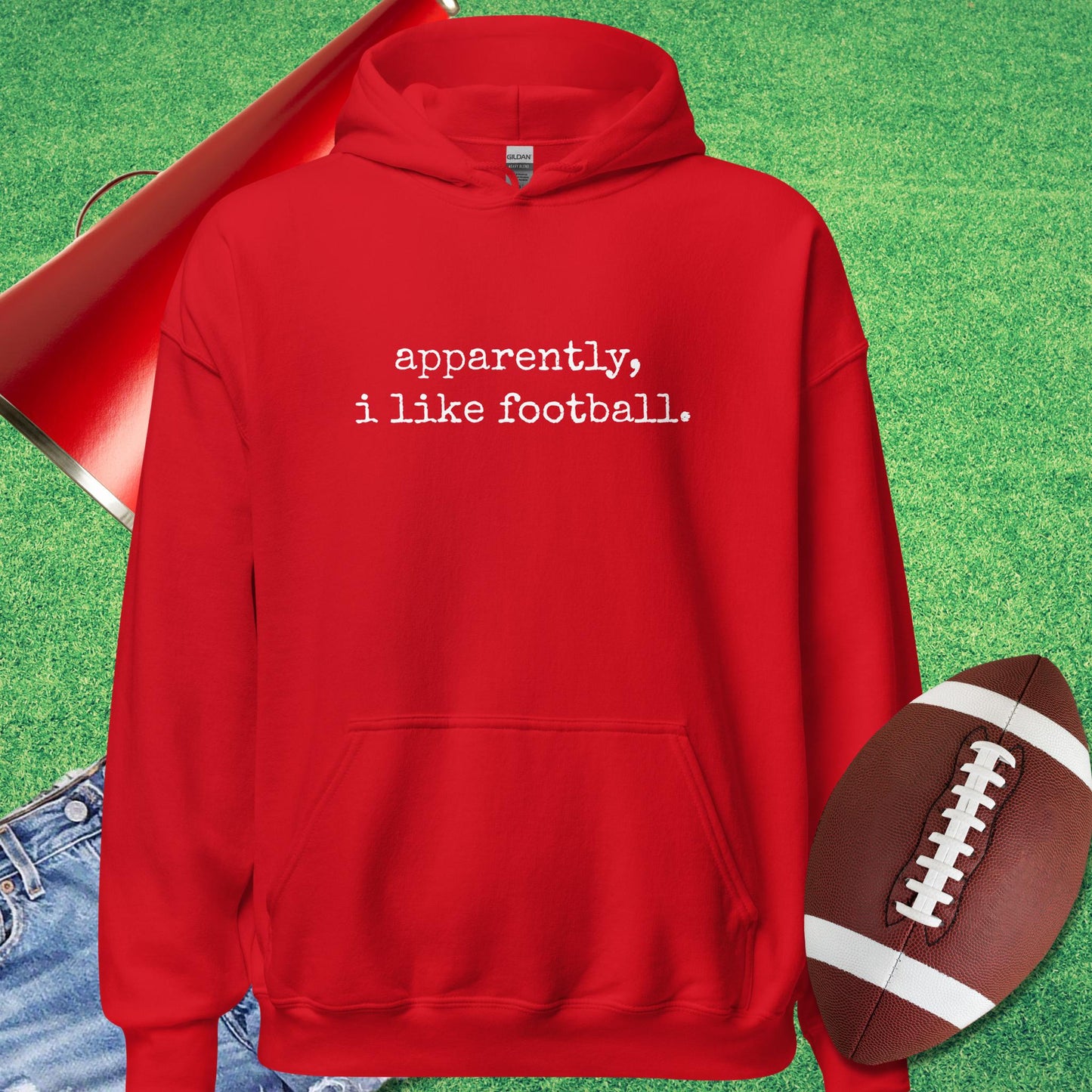 Apparently, I Like Football Hoodie in Red - Football Tailgate Hoodie by Sideline Gods