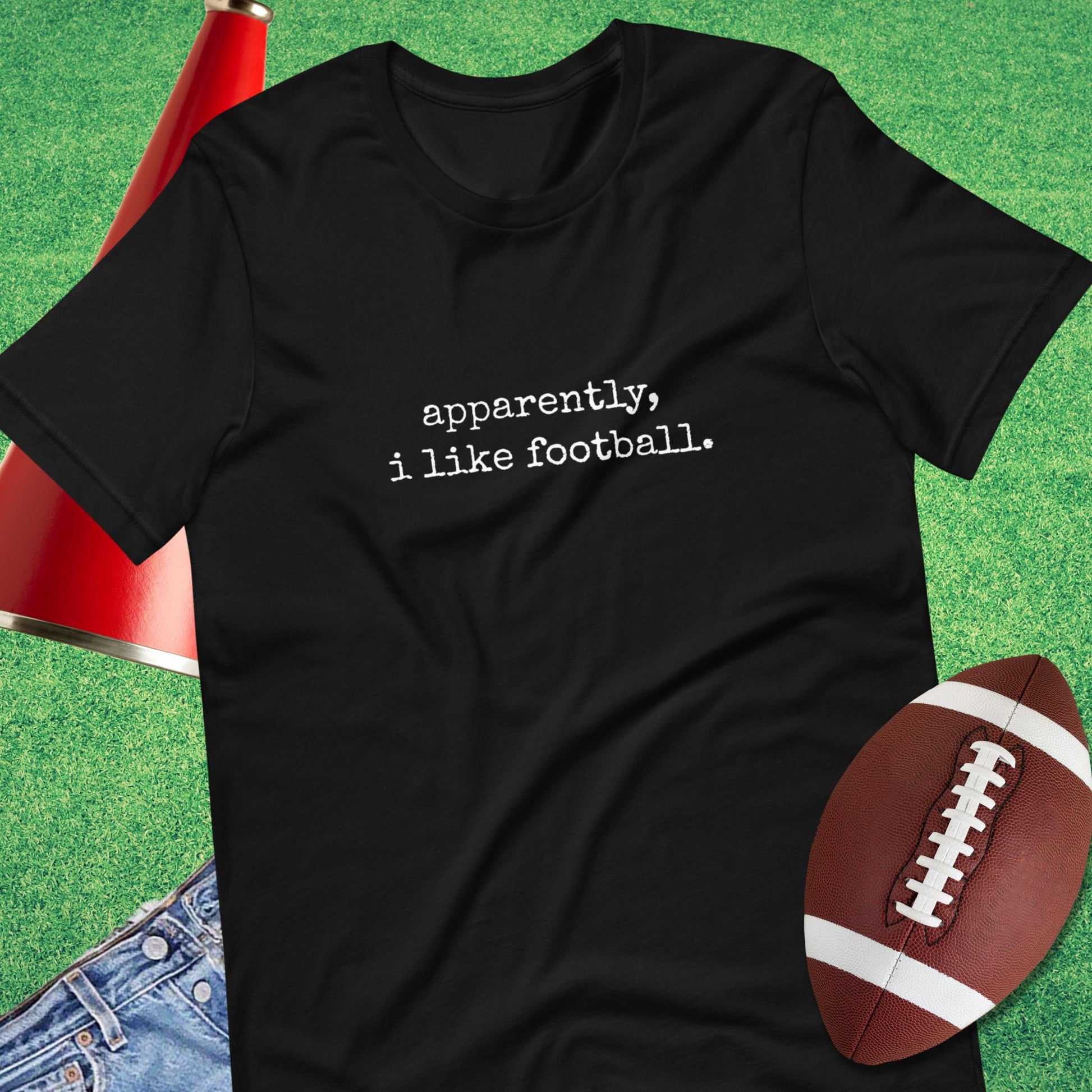 Apparently, I Like Football T-Shirt in Black - Team Mom Gift by Sideline Gods