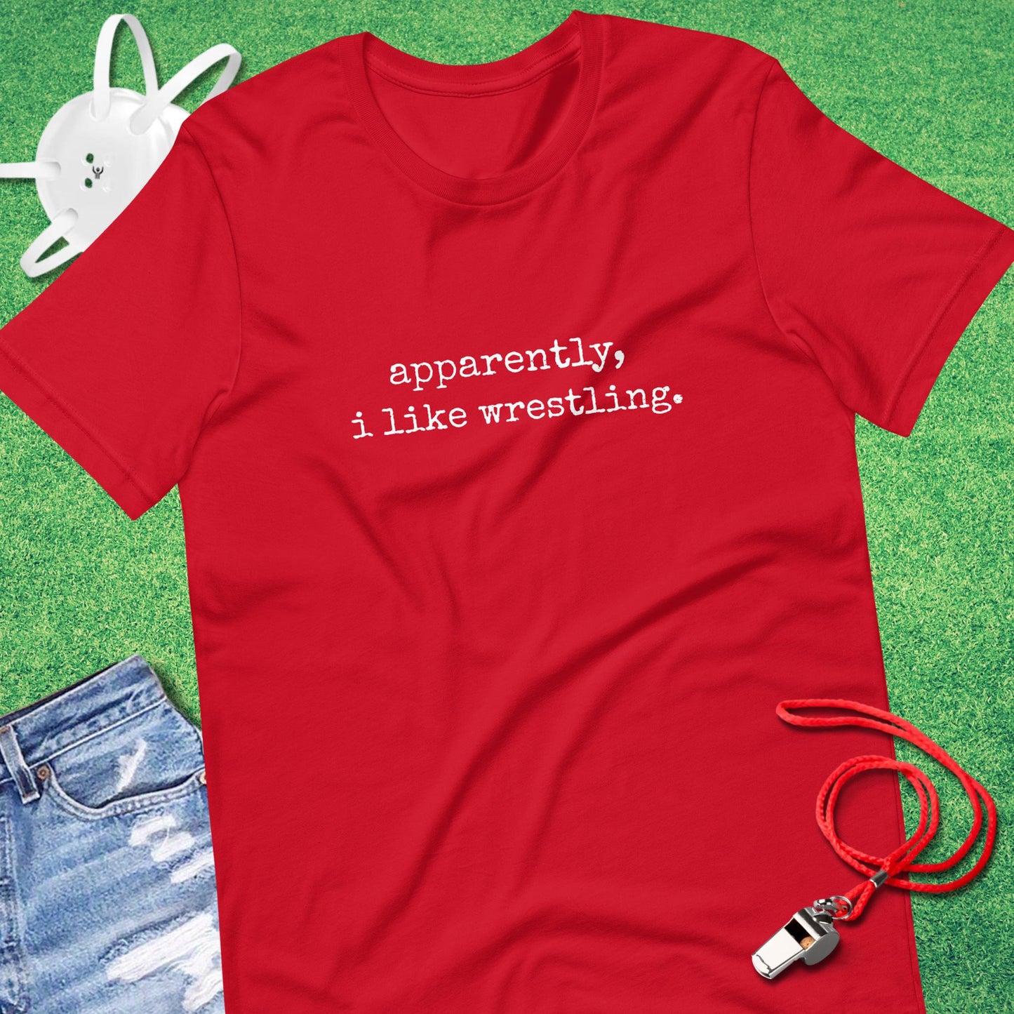 Apparently, I Like Wrestling T-Shirt in Red - Funny Wrestling Gear | Sideline Gods
