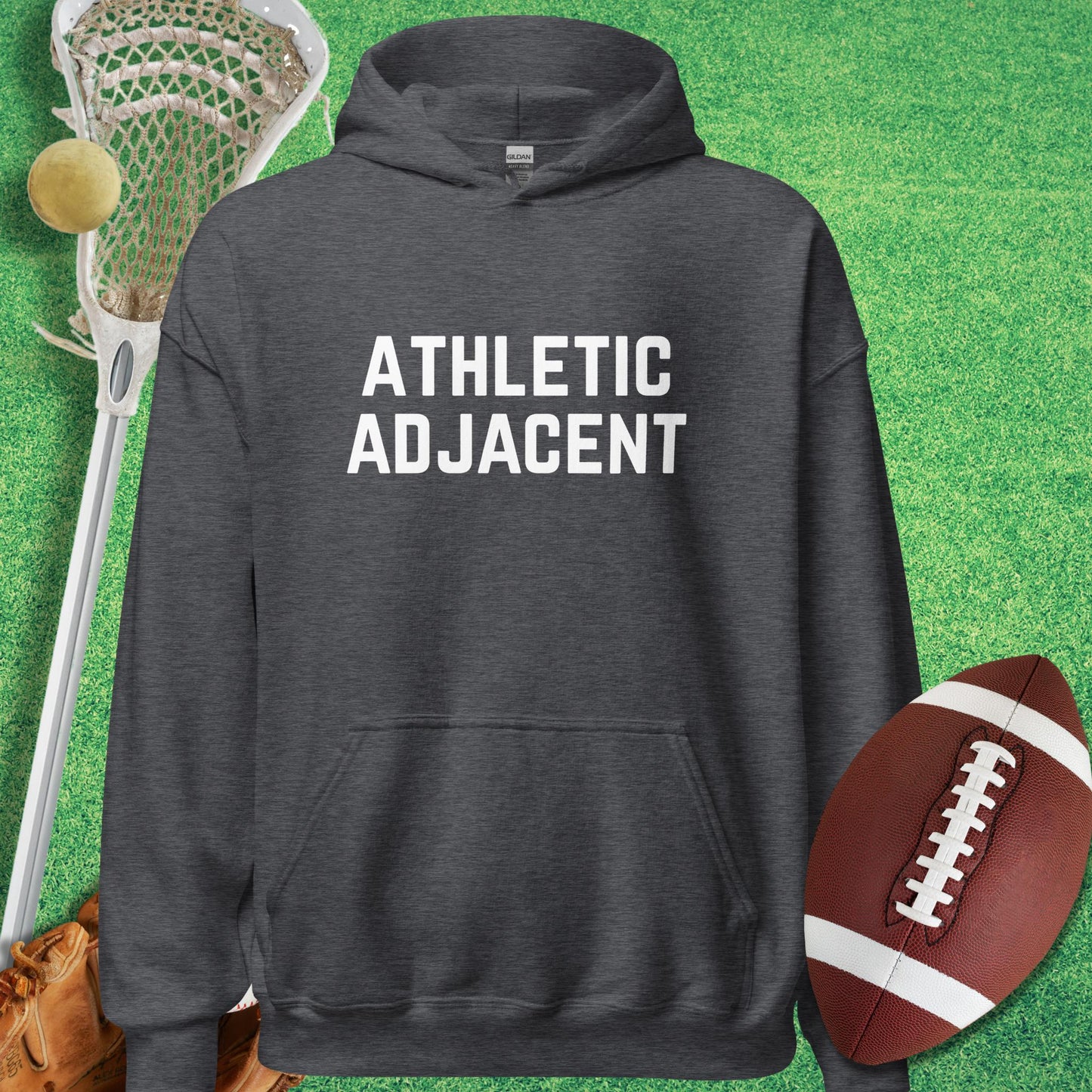 Athletic Adjacent Hoodie in Dark Heather - sports humor Hoodie | Sideline Gods