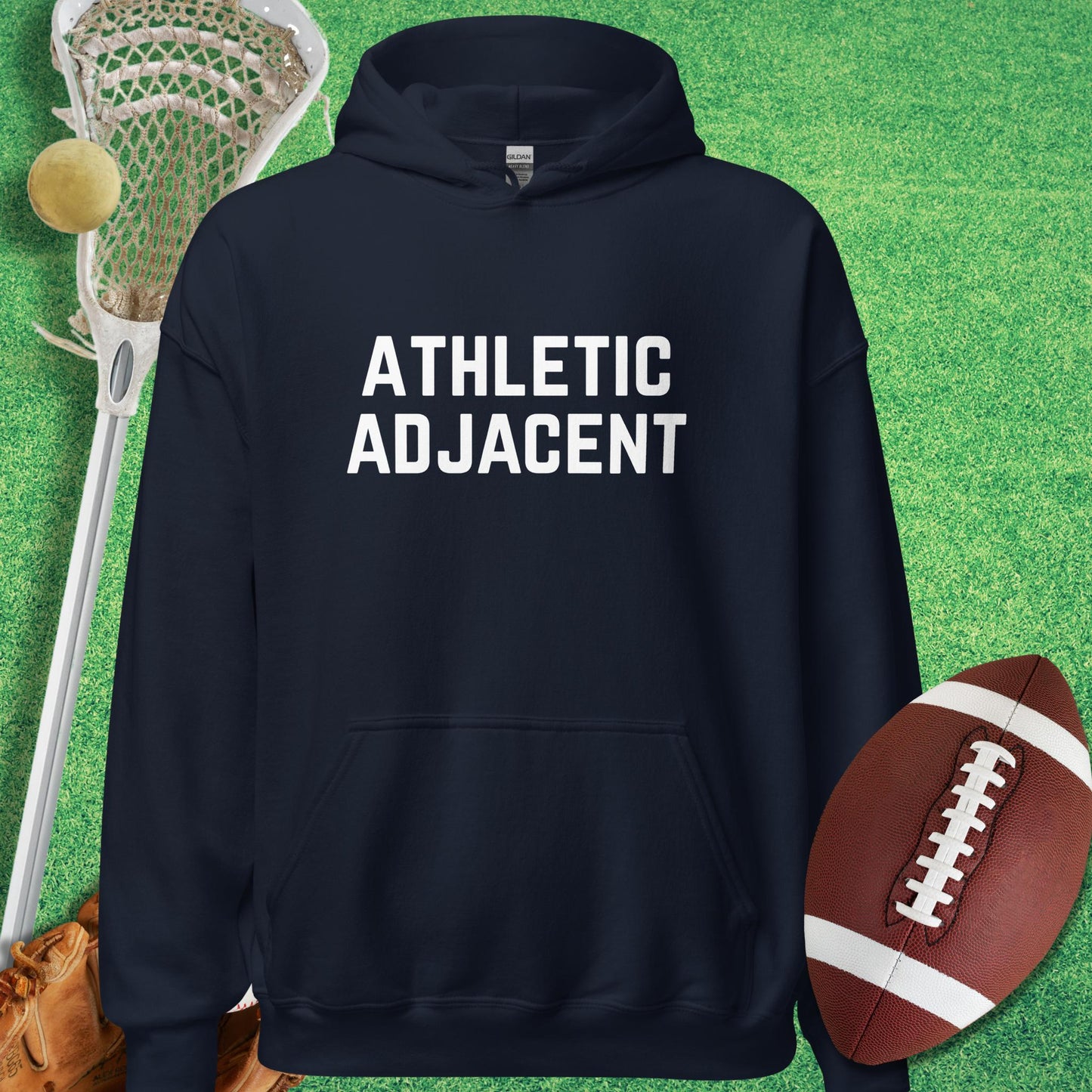 Athletic Adjacent Hoodie in Navy - sports parents Hoodie funny | Sideline Gods