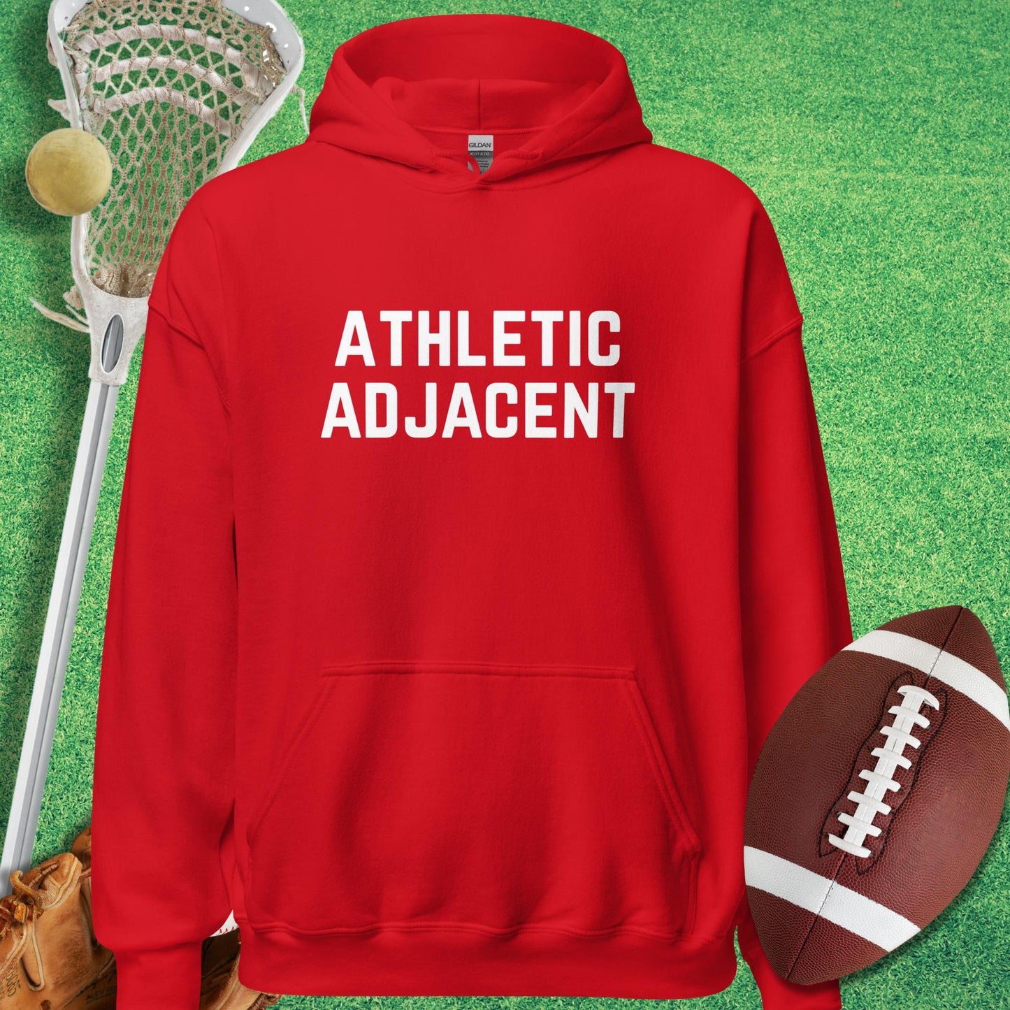 Athletic Adjacent Hoodie in Red - funny sideline Hoodie | Sideline Gods