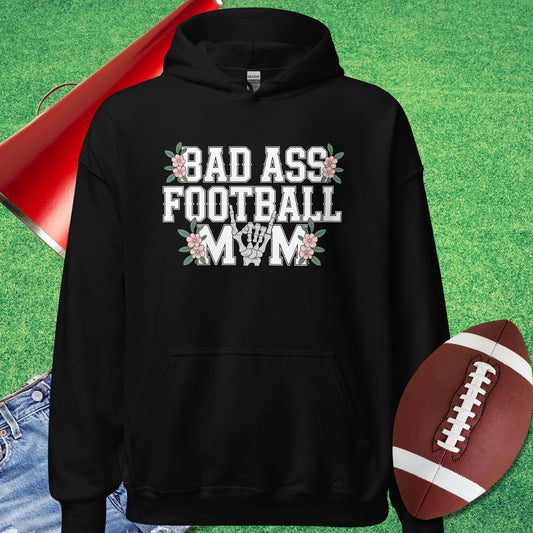 Bad A** Football Mom Hoodie in Black - Football Mom Gift by Sideline Gods