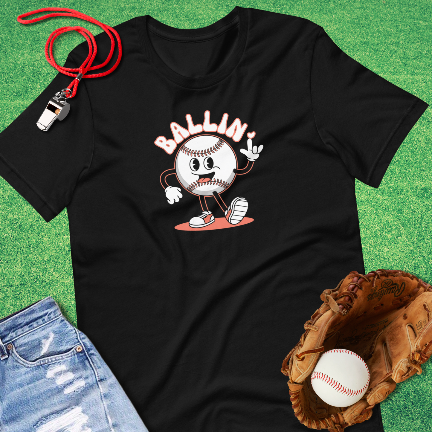 Ballin' T-Shirt in Black - Unique Baseball Apparel for Players and Fans | Sideline Gods