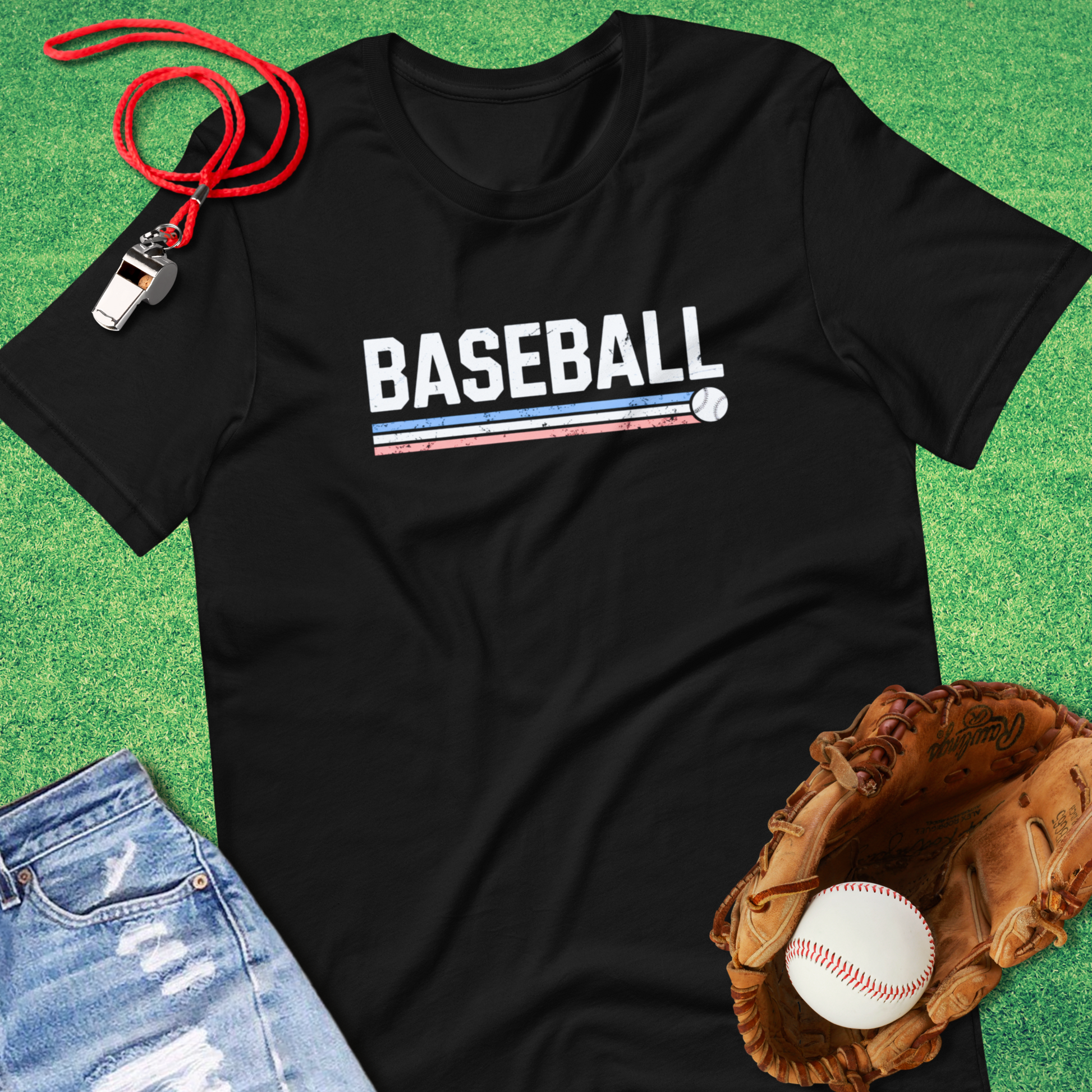 Baseball Distressed T-Shirt in Black - Classic Baseball Gear | Sideline Gods