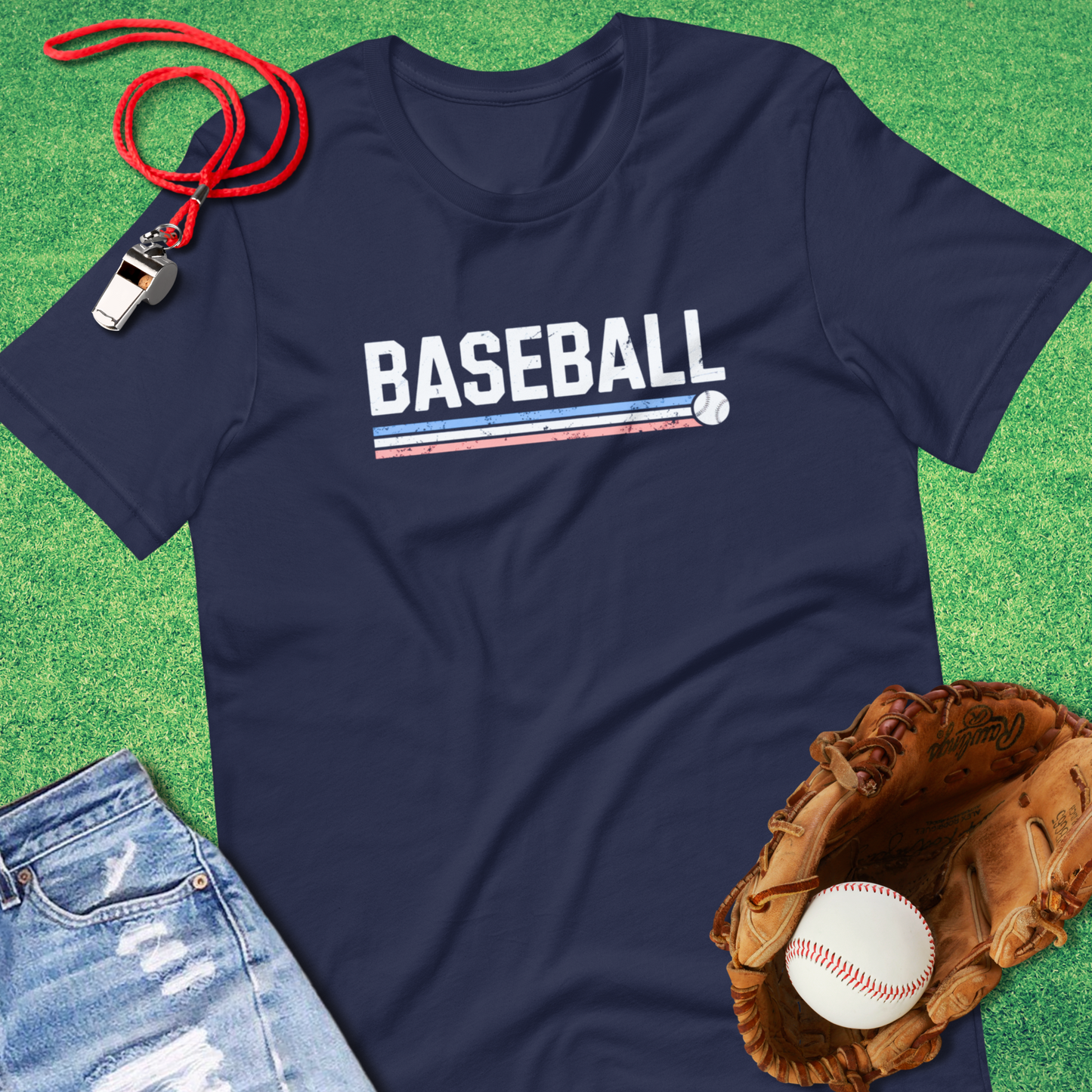 Baseball Distressed T-Shirt in Navy - Minimalist Baseball T-Shirt | Sideline Gods
