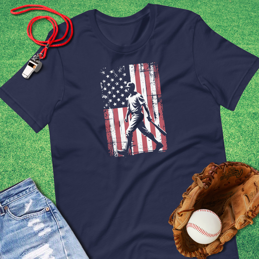Baseball Flag T-Shirt in Navy - USA Baseball T-Shirt | Sideline Gods