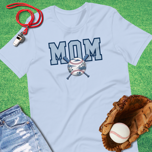 Baseball Mom Chinoiserie T-Shirt in Baby Blue - Baseball Mom T-Shirt | Sideline Gods