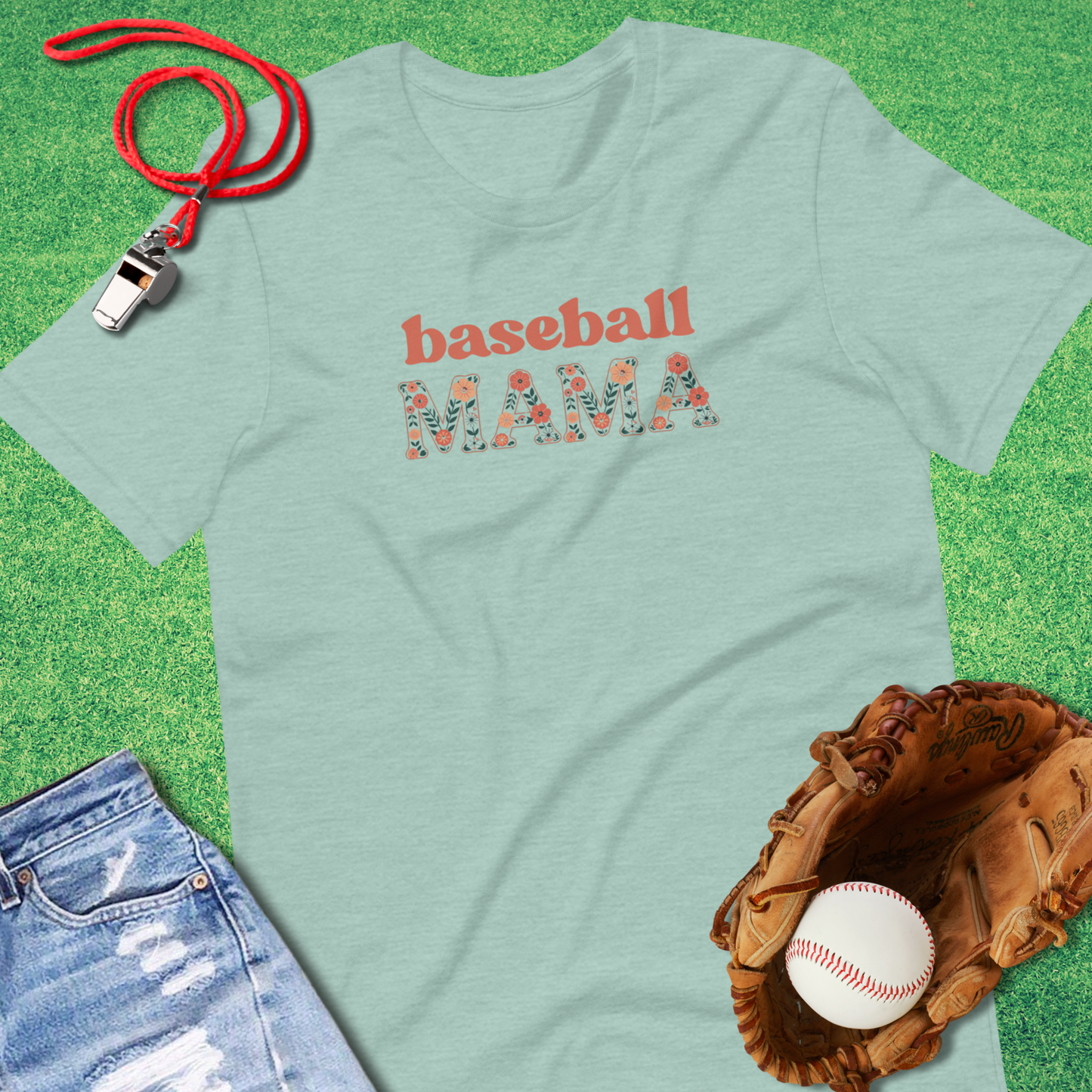 Floral Baseball Mama T-Shirt