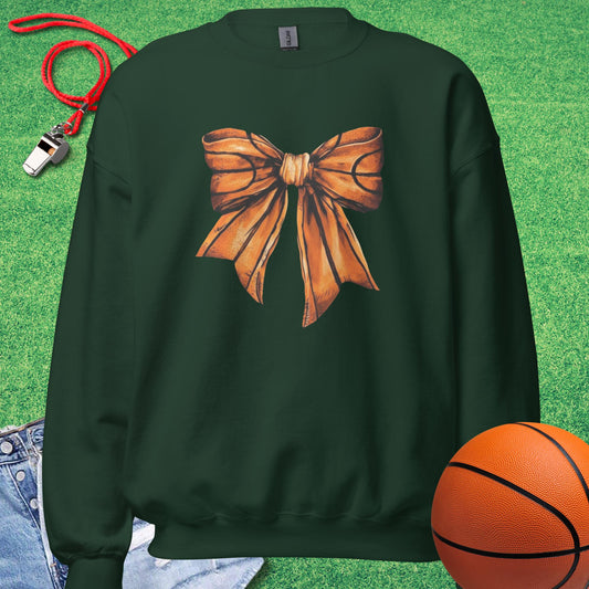 Basketball Bow Sweatshirt in Forest Green - Basketball Mom Sweatshirt  | Sideline Gods