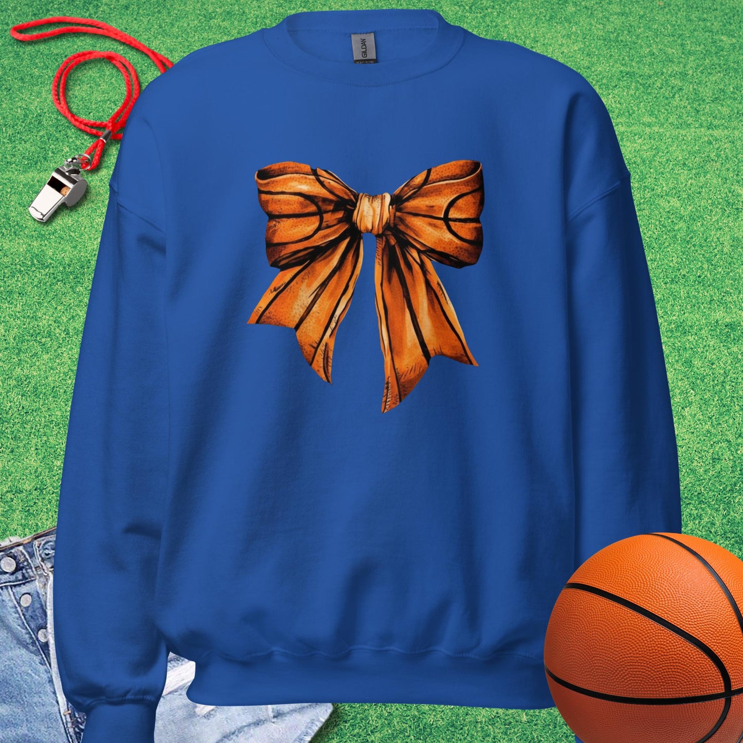 Basketball Bow Sweatshirt in Royal - Basketball Mom Tournament Sweatshirt  | Sideline Gods