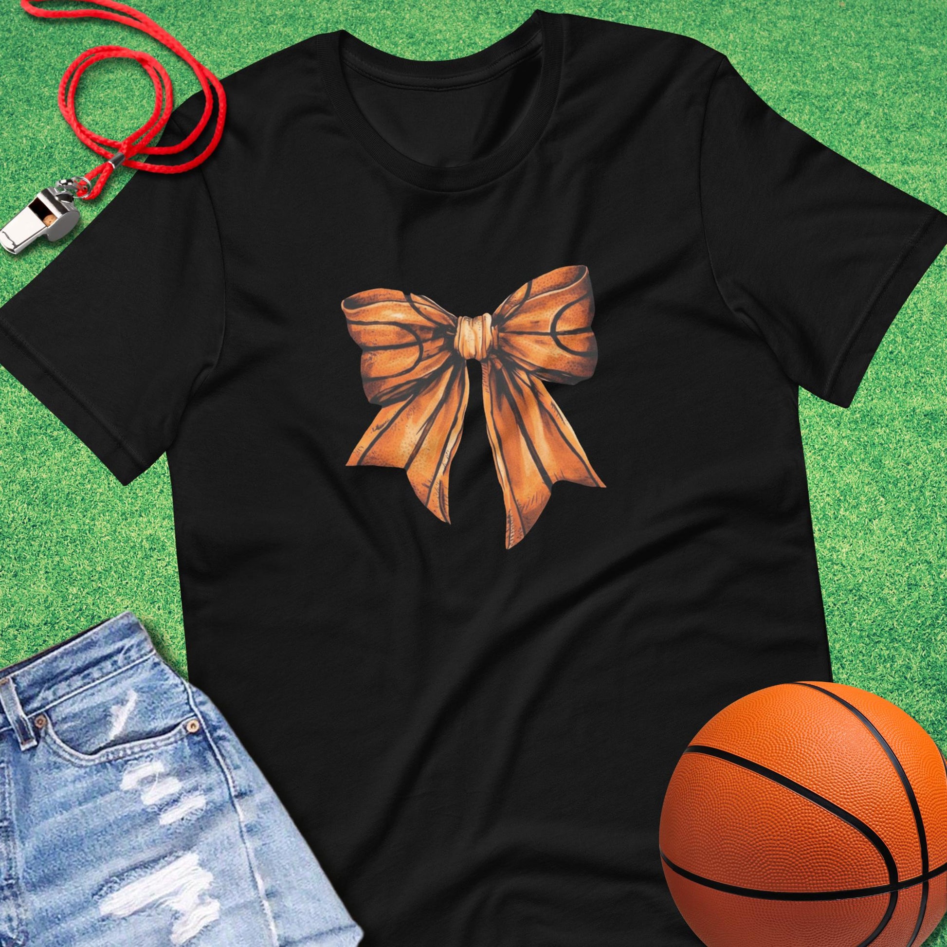Basketball Bow T-Shirt in Black - Basketball Mom Tournament T-Shirt  | Sideline Gods