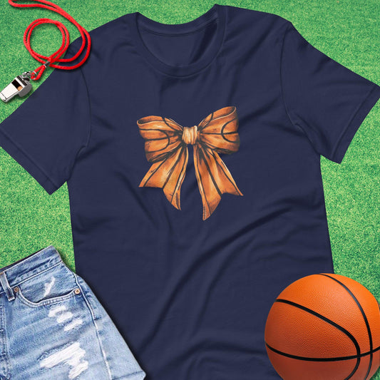 Basketball Bow T-Shirt in Navy - Basketball Mom T-Shirt  | Sideline Gods