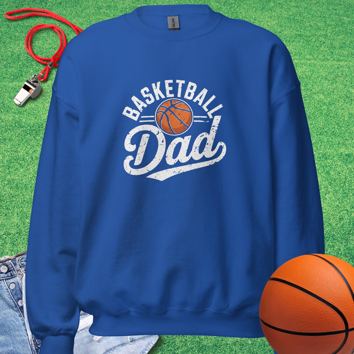 Basketball Dad Distressed Sweatshirt in Royal - Basketball Dad Sweatshirt  | Sideline Gods
