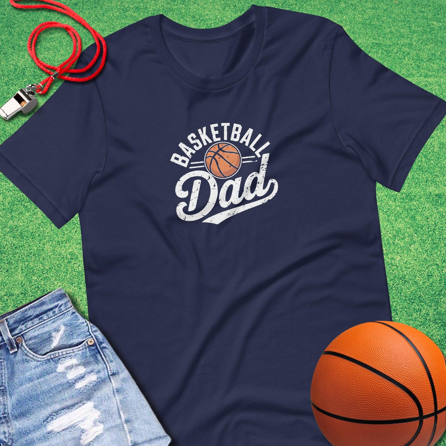 Basketball Dad Distressed T-Shirt in Navy - Basketball Dad Gift | Sideline Gods