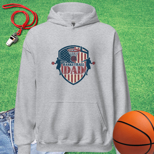 Basketball Dad Flag Hoodie in Sport Grey - Basketball Dad Hoodie  | Sideline Gods