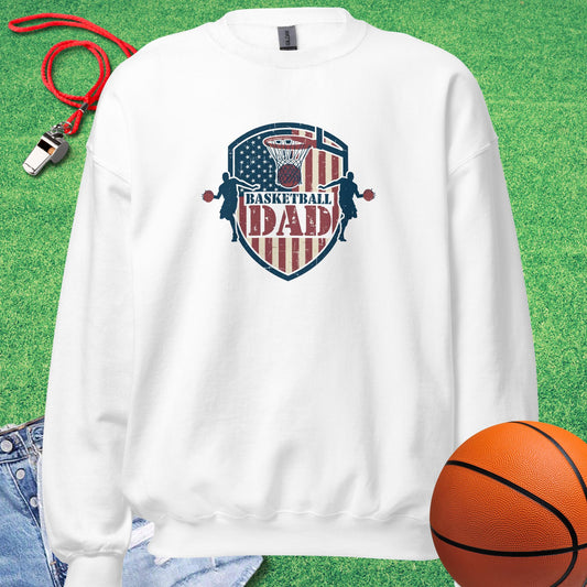 Basketball Dad Flag Sweatshirt in White - Basketball Dad Sweatshirt  | Sideline Gods