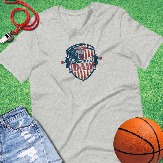 Basketball Dad Flag T-Shirt in Athletic Heather - Basketball Dad T-Shirt  | Sideline Gods