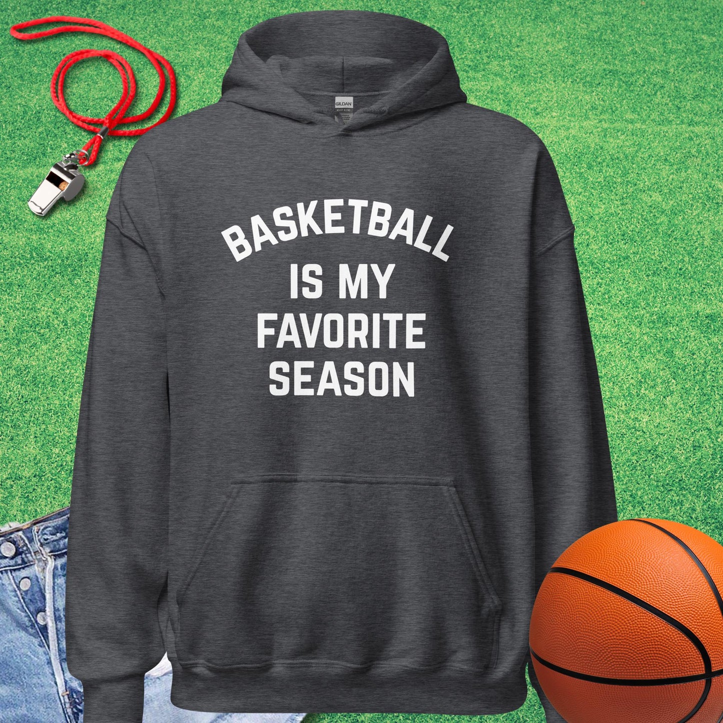 Basketball Is My Favorite Season Hoodie in Dark Heather - Old School Basketball Hoodie  | Sideline Gods