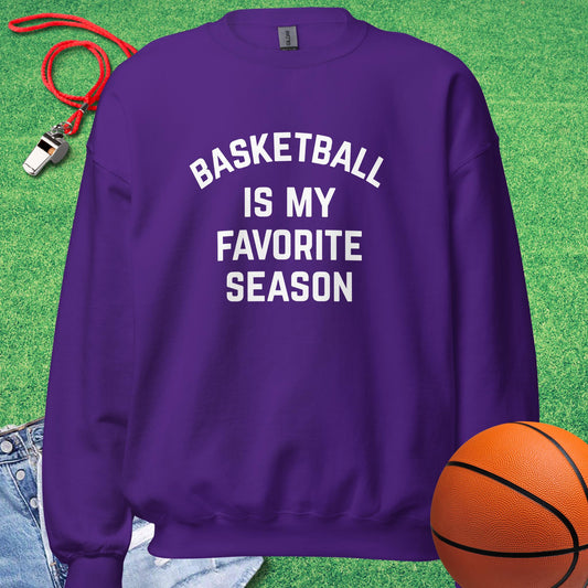 Basketball Is My Favorite Season Sweatshirt in Purple - Classic Basketball Sweatshirt  | Sideline Gods
