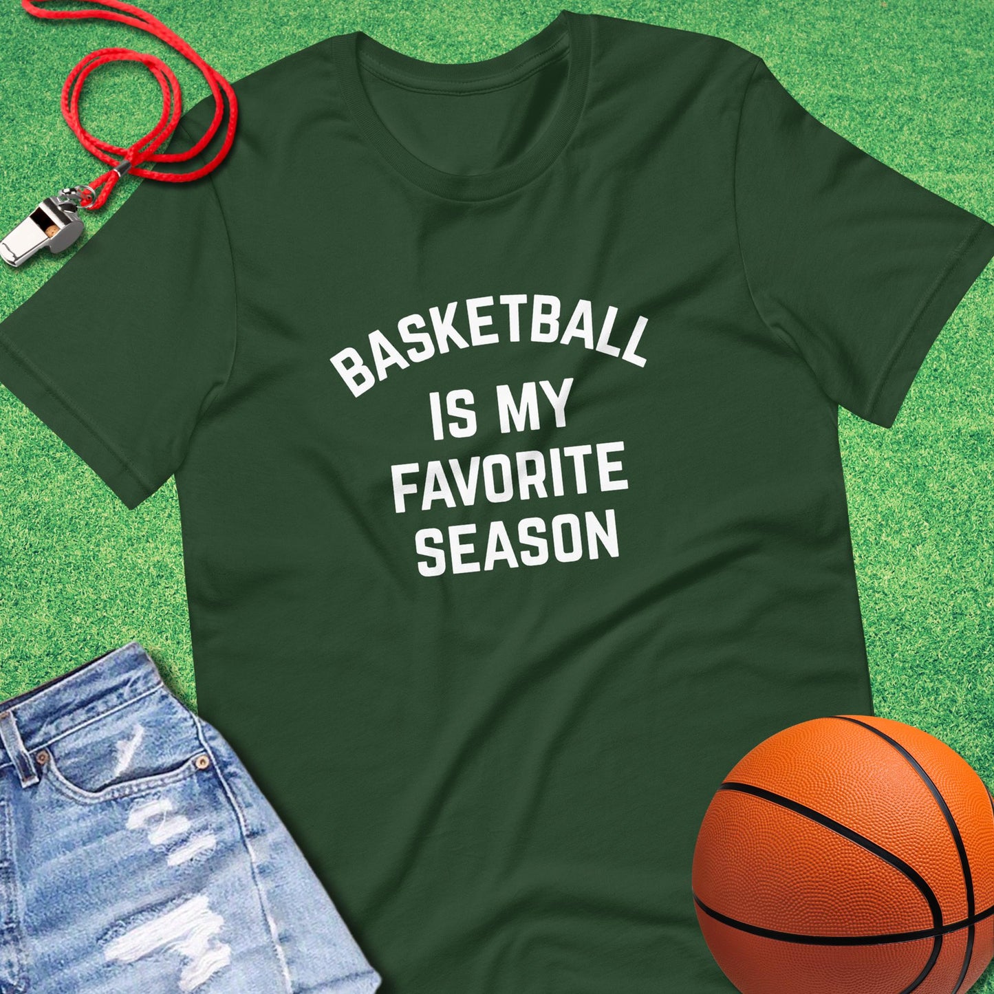 Basketball Is My Favorite Season T-Shirt in Forest - Minimalist Basketball T-Shirt  | Sideline Gods
