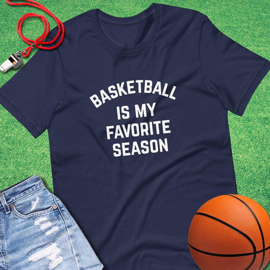 Basketball Is My Favorite Season T-Shirt in Navy - Classic Basketball T-Shirt  | Sideline Gods