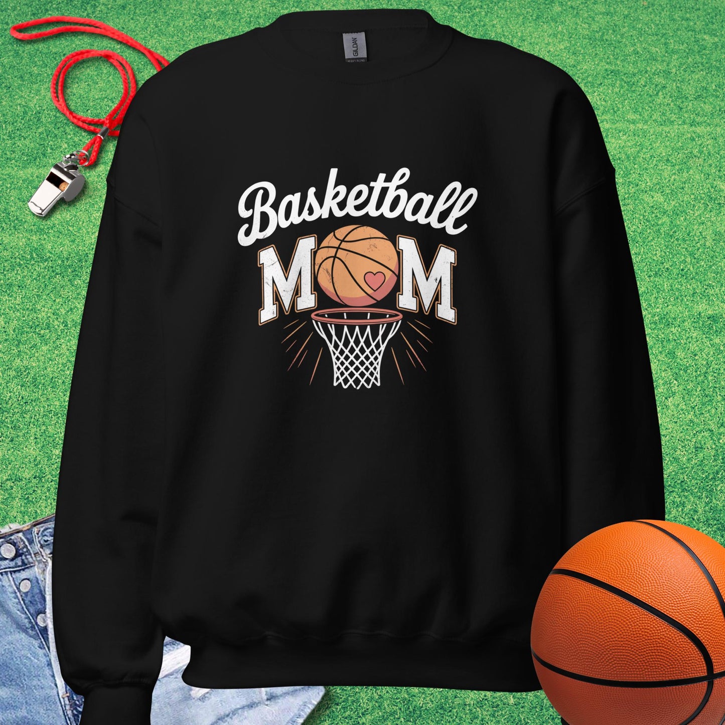 Basketball Mom Distressed Sweatshirt in Black - Basketball Mom Tournament Sweatshirt  | Sideline Gods