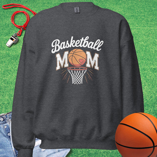 Basketball Mom Distressed Sweatshirt in Dark Heather - Basketball Mom Sweatshirt  | Sideline Gods