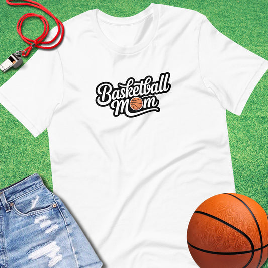 Basketball Mom Outline T-Shirt in White - Basketball Mom T-Shirt  | Sideline Gods