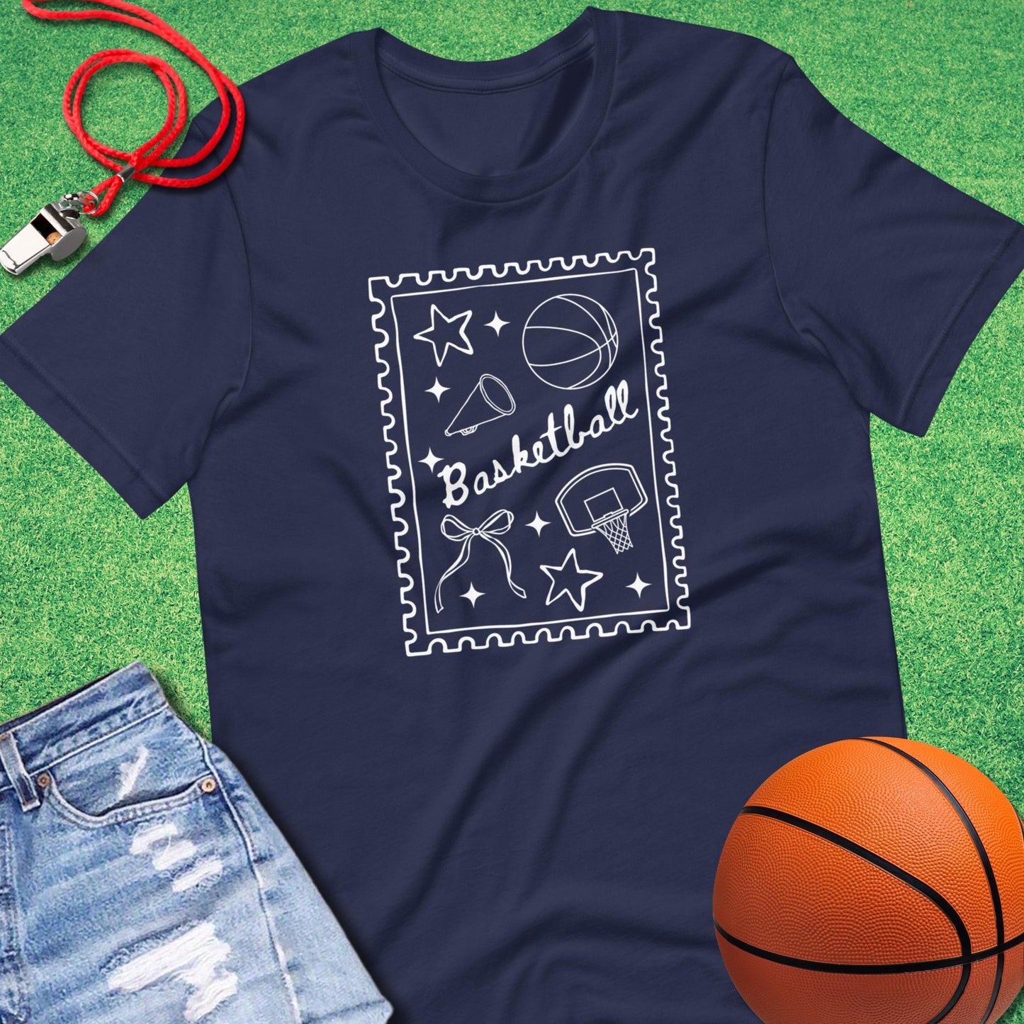 Basketball Stamp T-Shirt in Navy - Basketball Mom Tournament T-Shirt  | Sideline Gods