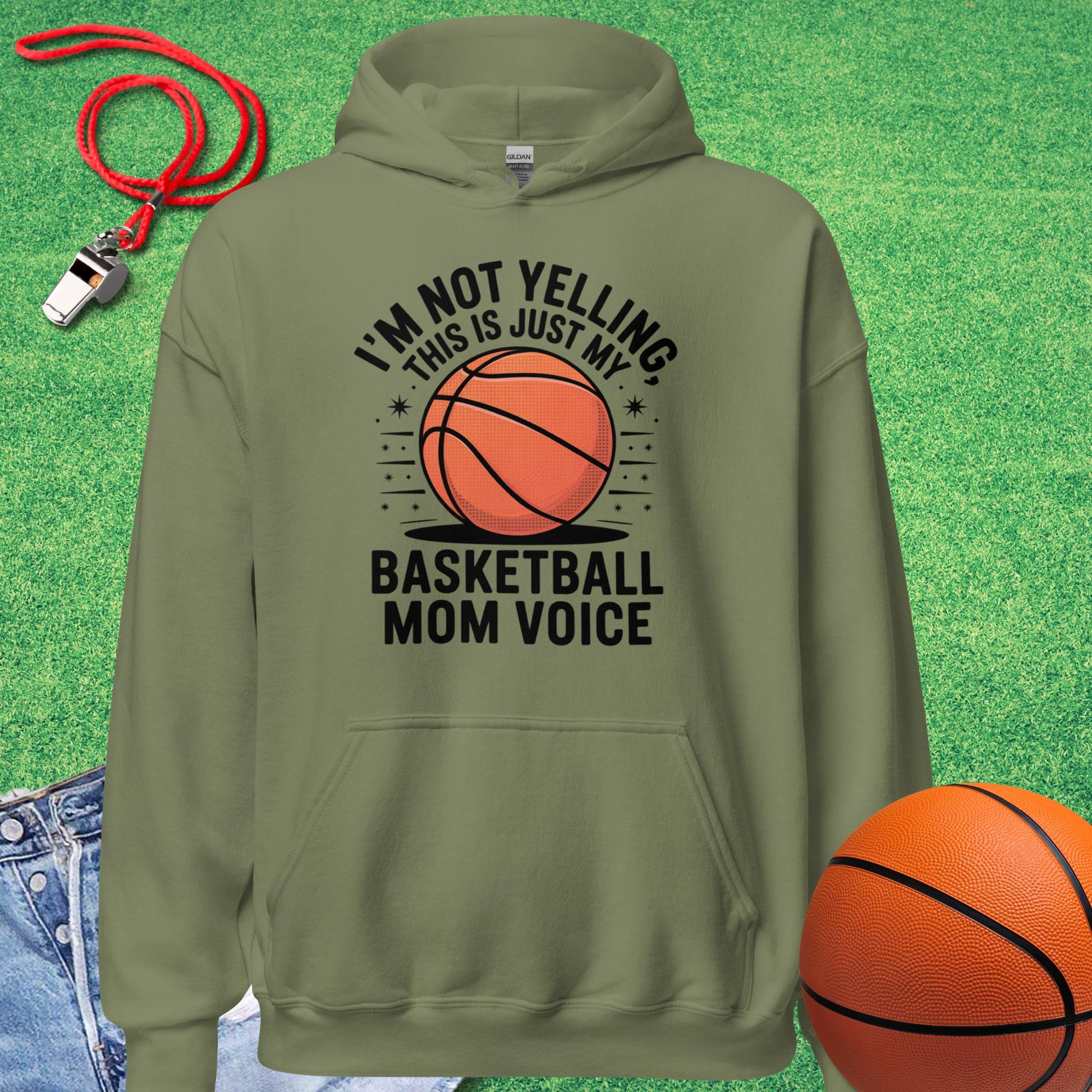 Basketball Voice Hoodie in Military Green - Basketball Mom Tournament Hoodie  | Sideline Gods