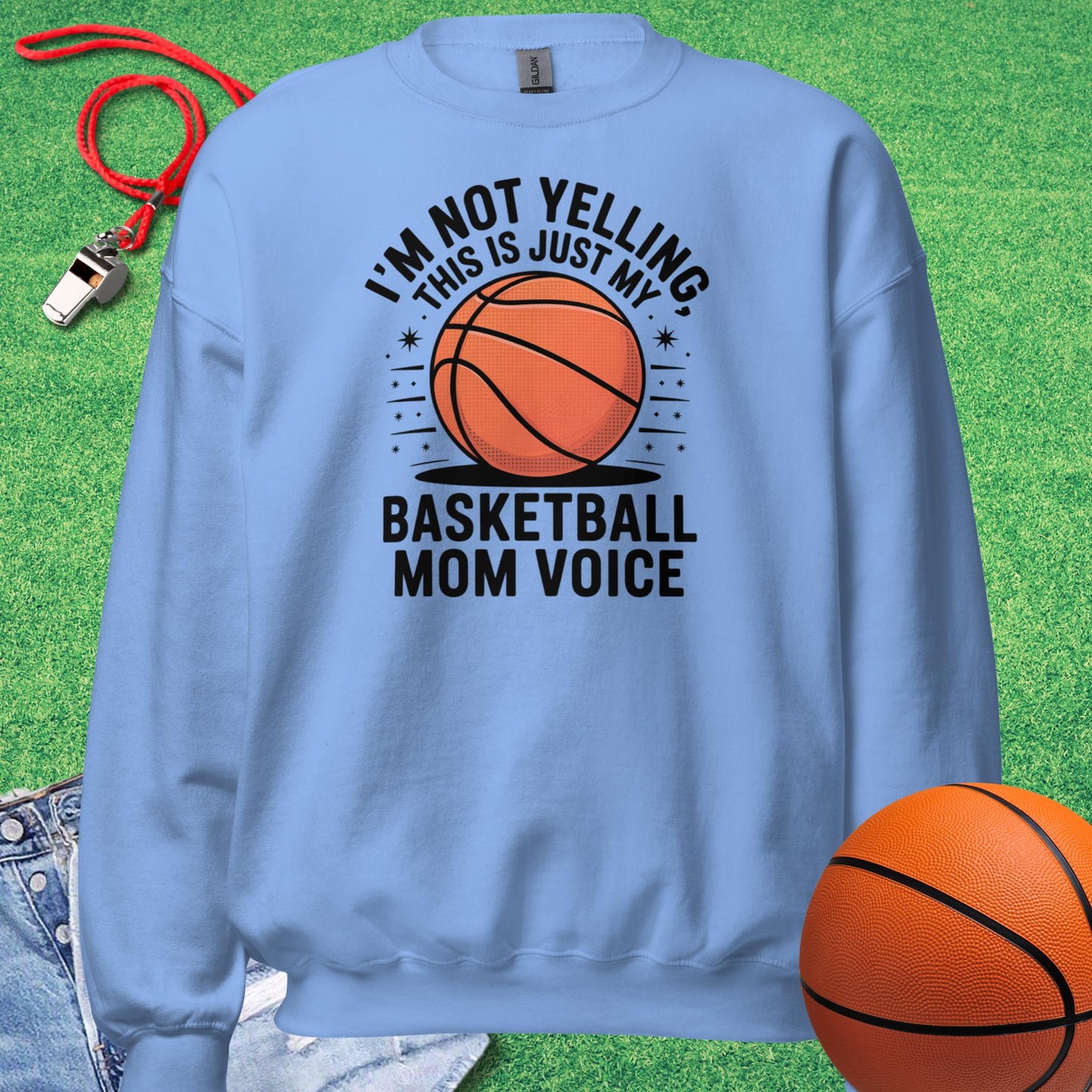 Basketball Voice Sweatshirt in Carolina Blue - Basketball Mom Spirit | Sideline Gods