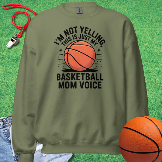 Basketball Voice Sweatshirt in Military Green - Basketball Mom Sweatshirt  | Sideline Gods