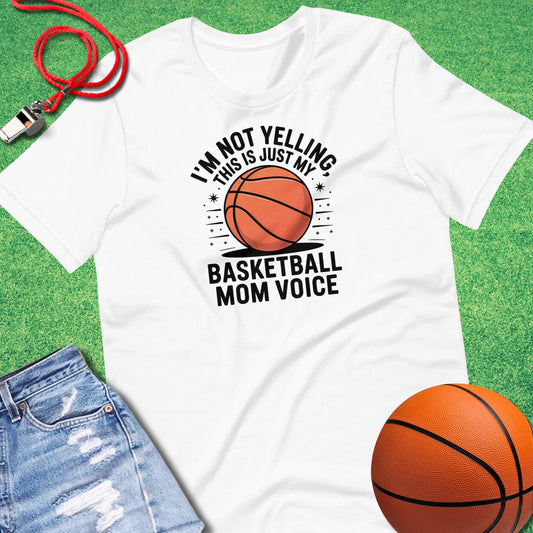 Basketball Voice T-Shirt in White - Basketball Mom T-Shirt  | Sideline Gods