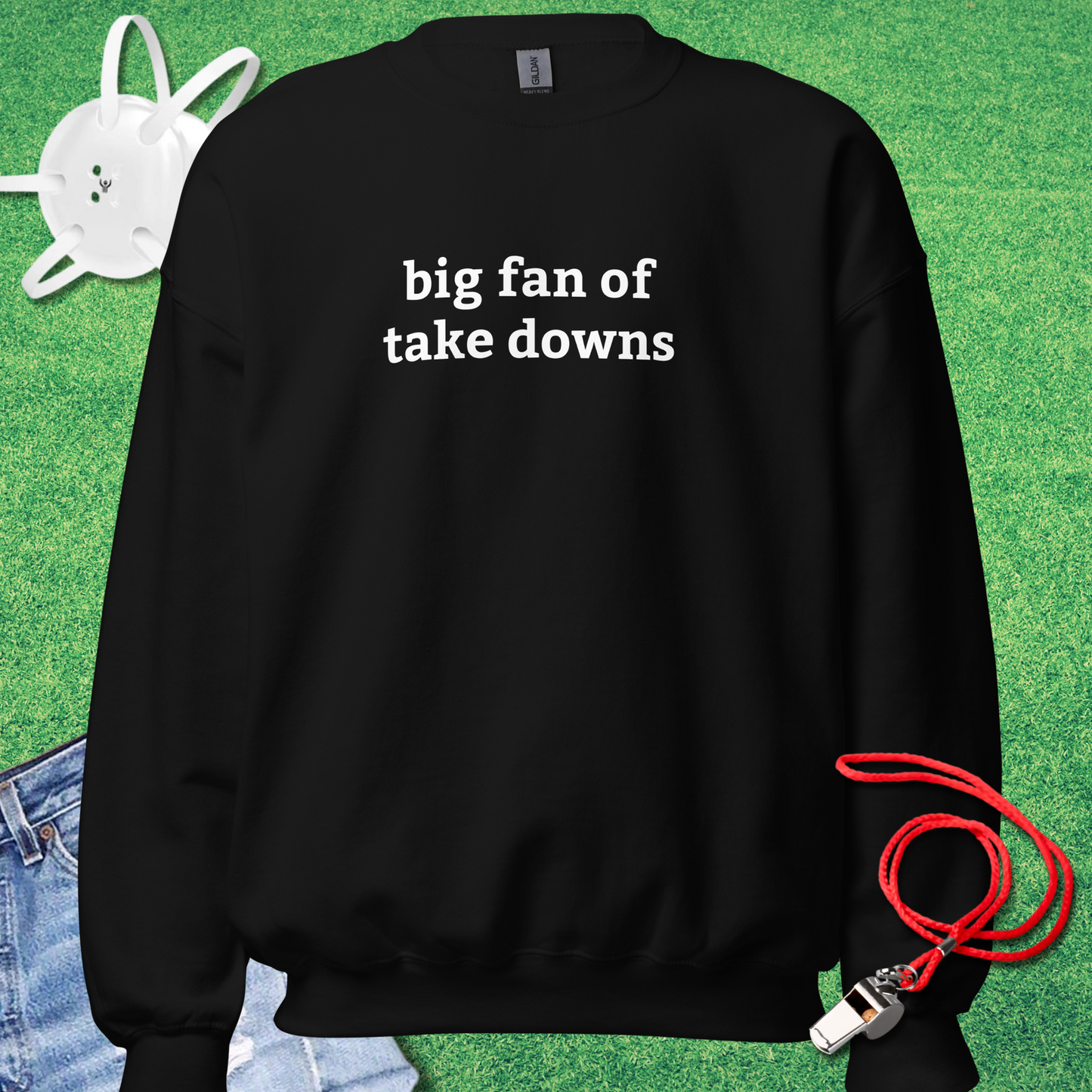 Big Fan of Take Downs Sweatshirt in Black - Classic Wrestling Gear | Sideline Gods
