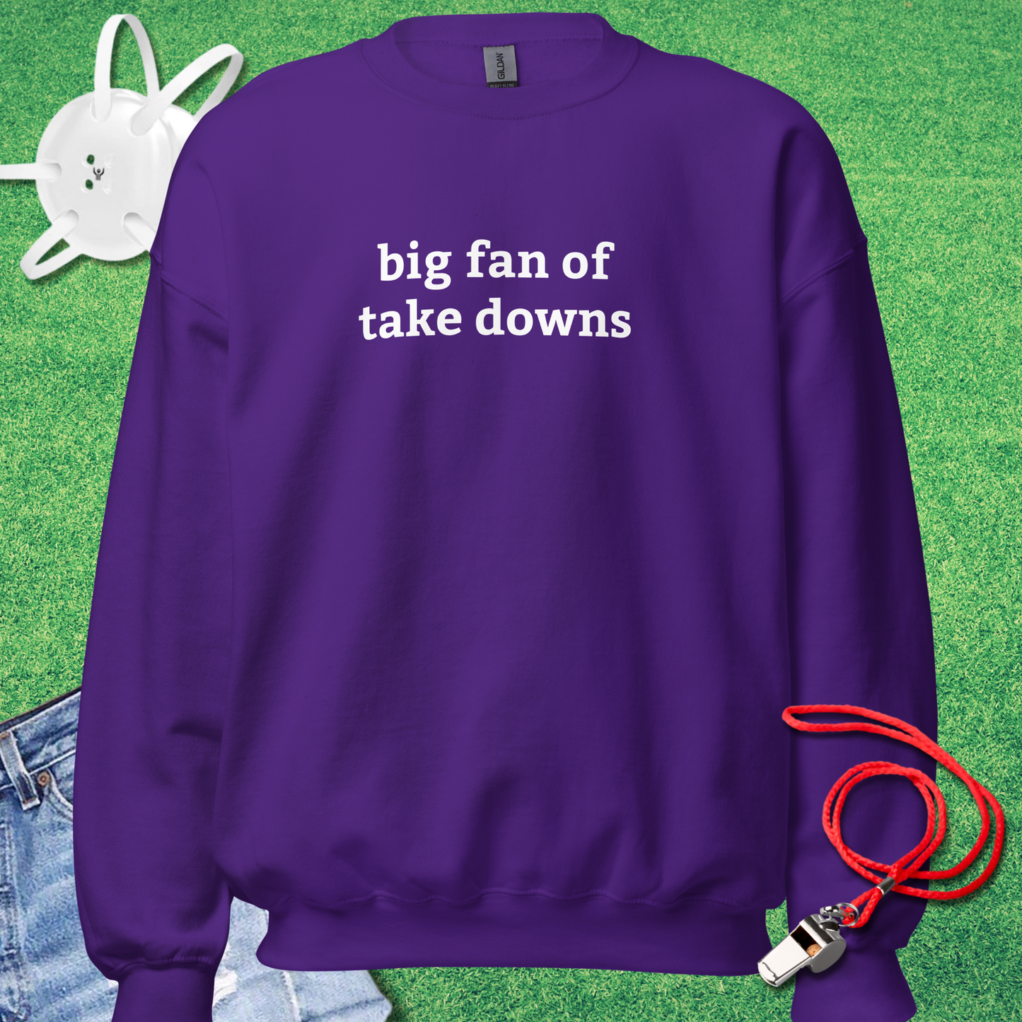 Big Fan of Take Downs Sweatshirt in Purple - Best Wrestling Sweatshirt | Sideline Gods