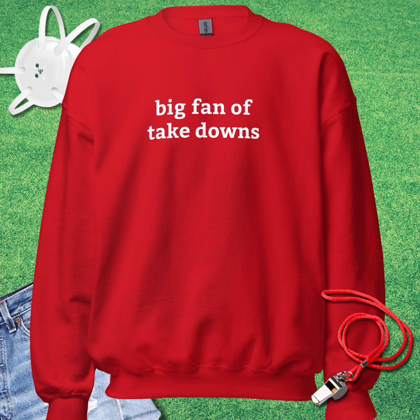 Big Fan of Take Downs Sweatshirt in Red - Best Wrestling Sweatshirt | Sideline Gods
