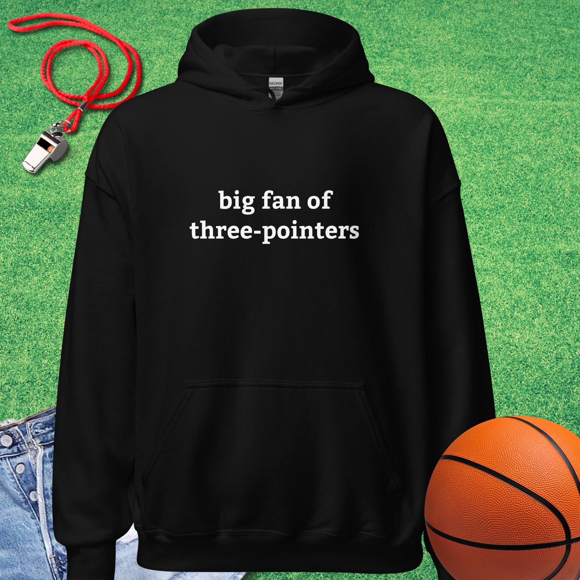 Big Fan of Three-Pointers Hoodie in Black - Classic Basketball Gear | Sideline Gods