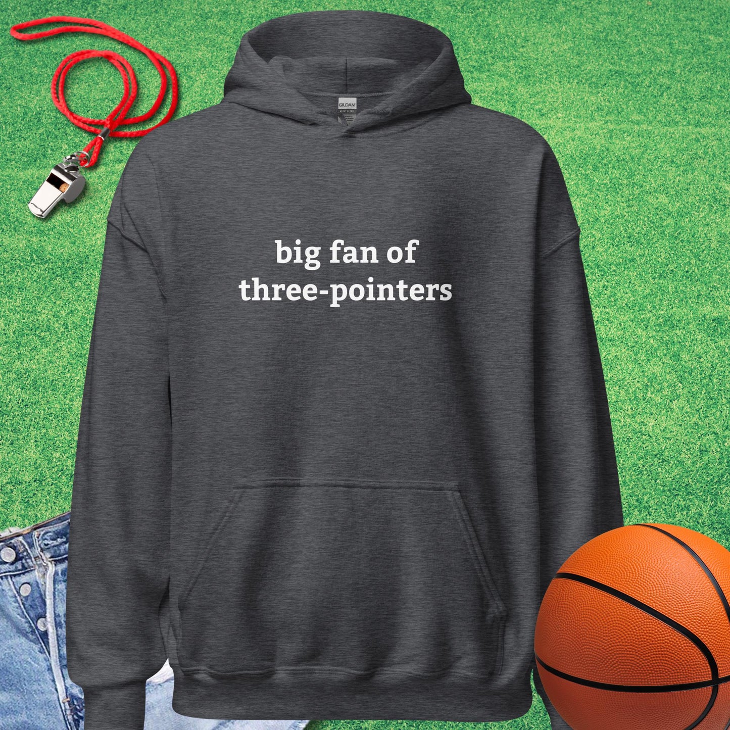 Big Fan of Three-Pointers Hoodie in Dark Heather - Best Basketball Hoodie  | Sideline Gods