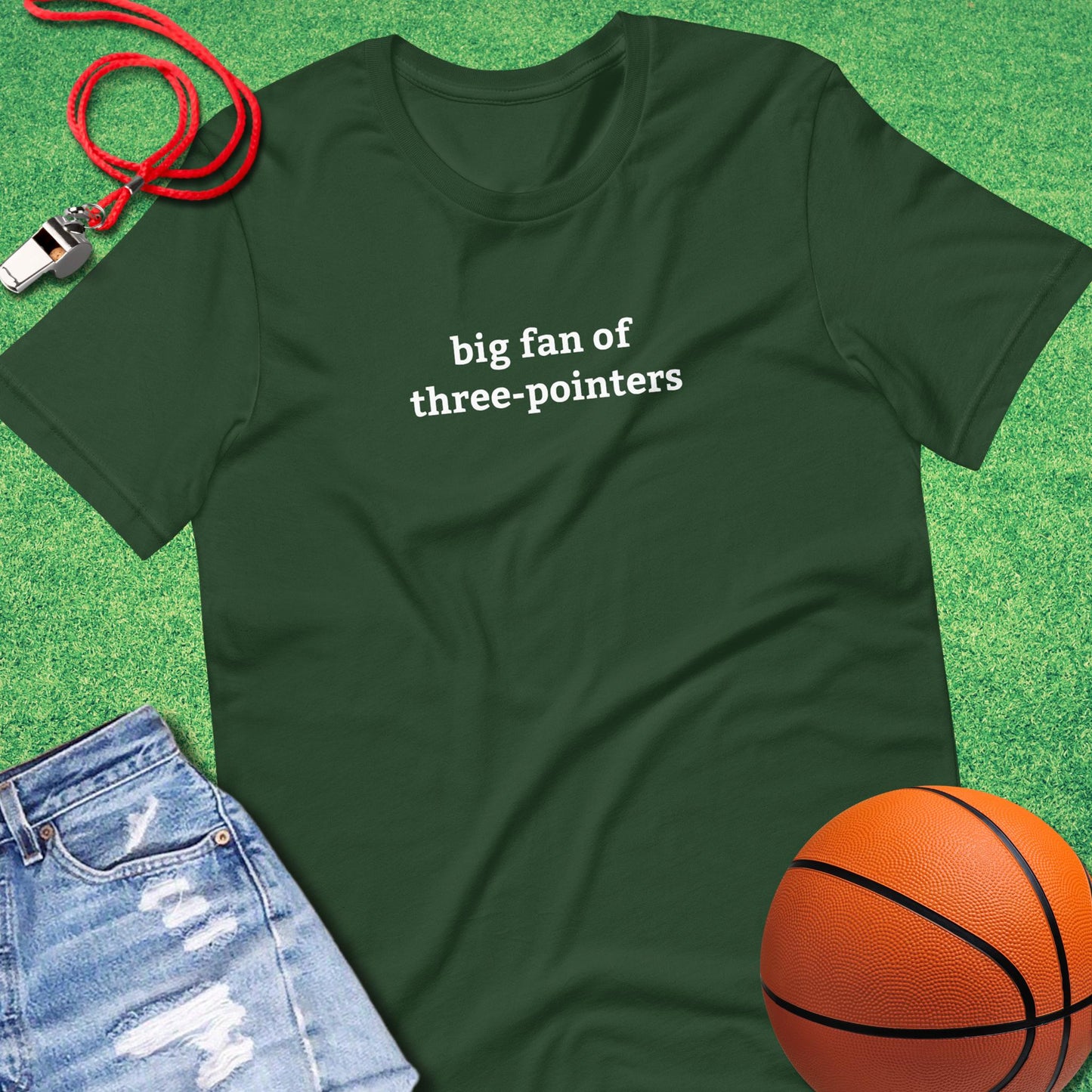 Big Fan of Three Pointers T-Shirt in Forest - Minimalist Basketball T-Shirt  | Sideline Gods