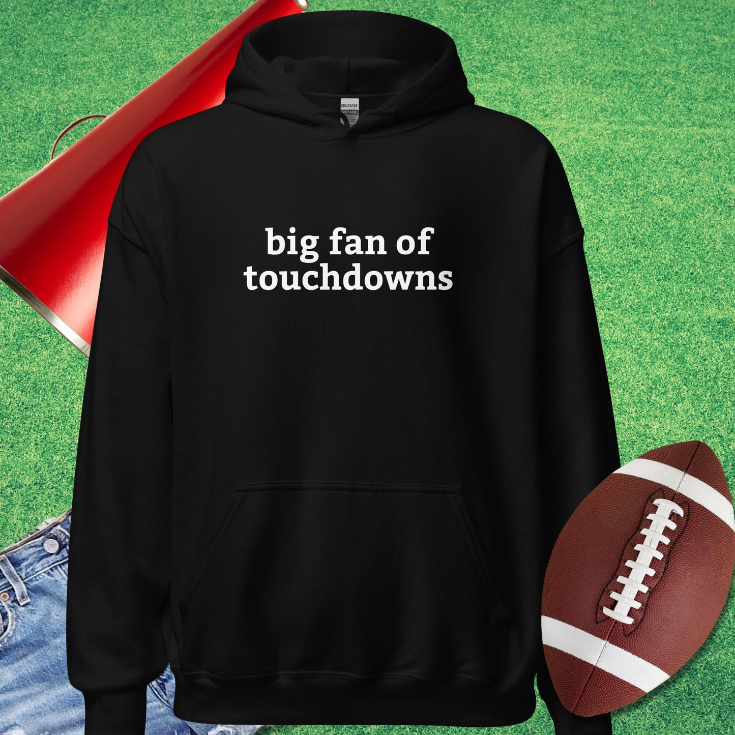 Big Fan of Touchdowns Hoodie in Black - Football Tailgating [product_type} by Sideline Gods