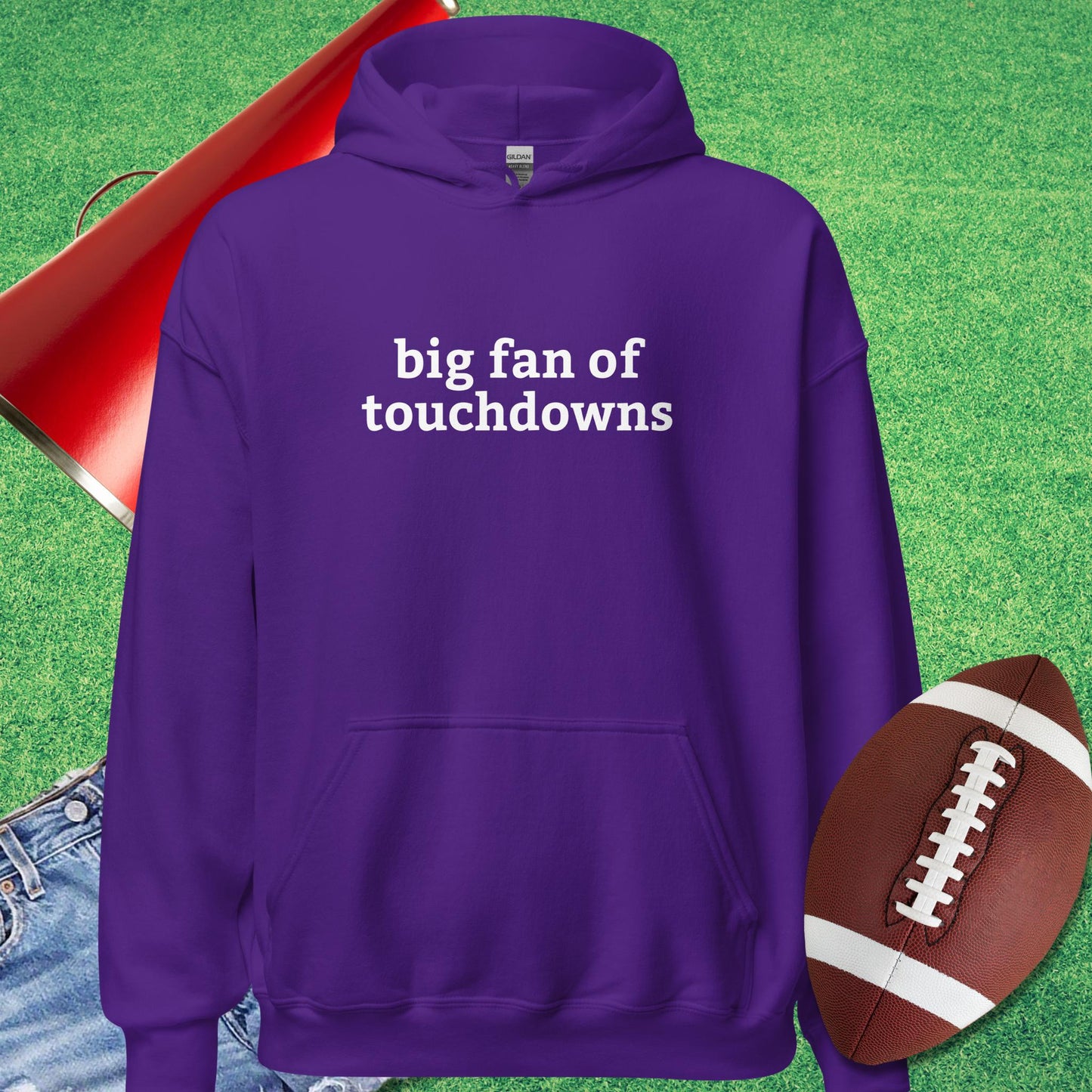 Big Fan of Touchdowns Hoodie in Purple - Football Tailgating [product_type} by Sideline Gods