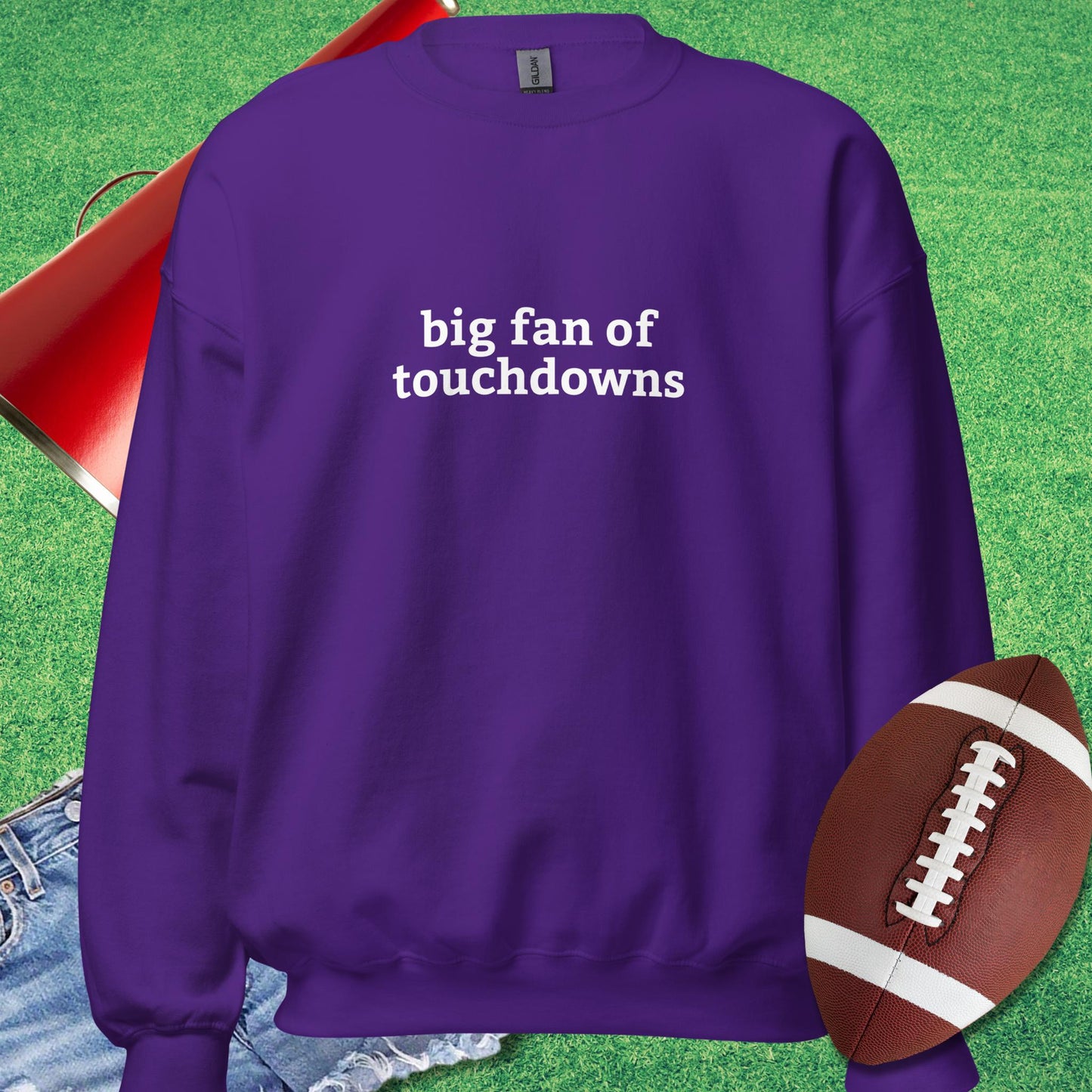 Big Fan of Touchdowns Sweatshirt in Purple - Football Tailgating [product_type} by Sideline Gods